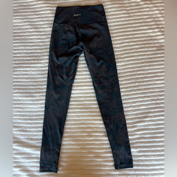 ECHT Black and Blue Camo Patterned Women's Leggings - Picture 2 of 2